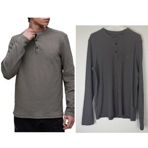 ALL SAINTS Men’s Muse Long Sleeve Thermal Henley in Fossil Brown size Large NWT